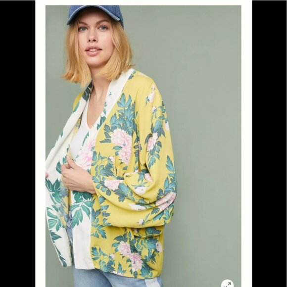 Anthropologie ELMA Floral Kimono Open Boho Lightweight Cardigan Top Jacket Beach - Picture 12 of 14